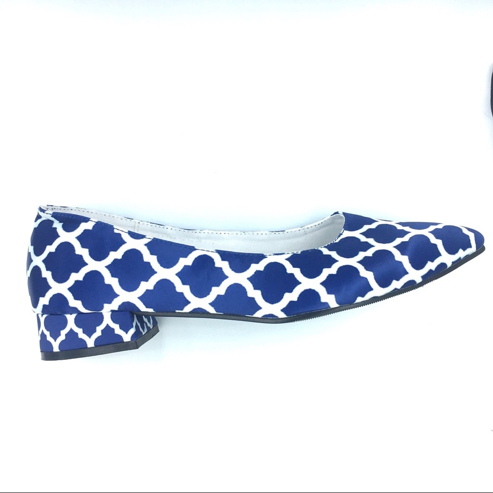 LAST PAIR Indie Designer Satin Print Flats Navy - Picture 6 of 8